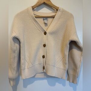 Women’s Size Small Duluth Trading Co Cream V-Neck Button-Up Cardigan 94% Cotton